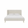Novogratz Holly Upholstered Wingback Bed Frame in Queen in Ivory Velvet