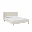 Novogratz Holly Upholstered Wingback Bed Frame in Queen in Ivory Velvet