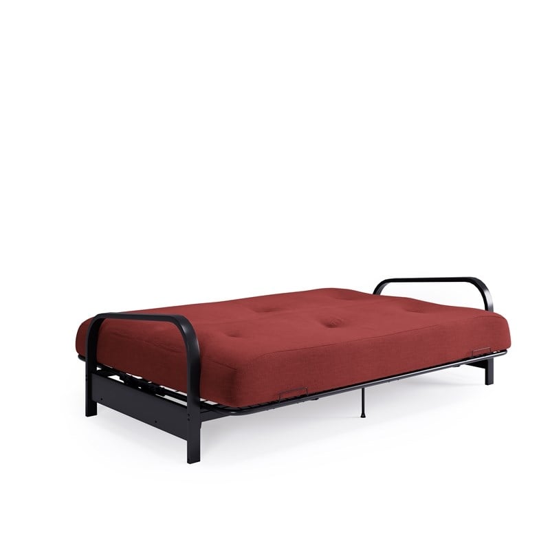 DHP Brax Black Metal Arm Full Size Futon Frame with 6