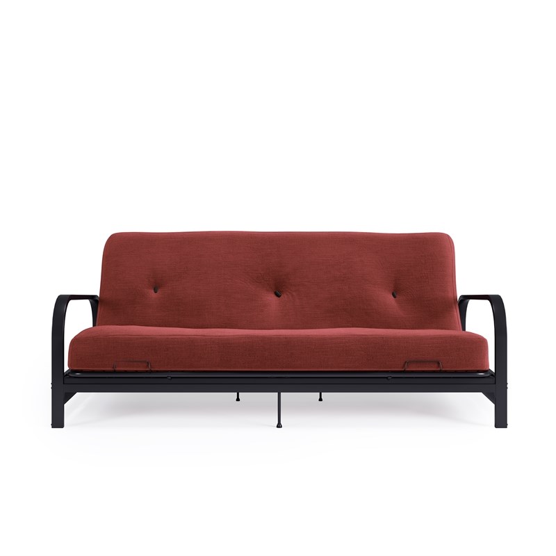 DHP Brax Black Metal Arm Full Size Futon Frame with 6