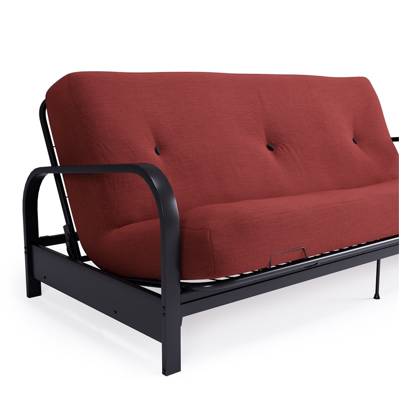 DHP Brax Black Metal Arm Full Size Futon Frame with 6