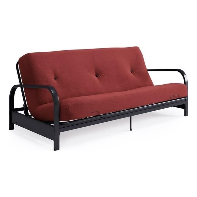 DHP Brax Black Metal Arm Full Size Futon Frame with 6
