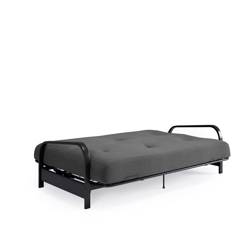 DHP Brax Black Metal Arm Full Size Futon Frame with 6