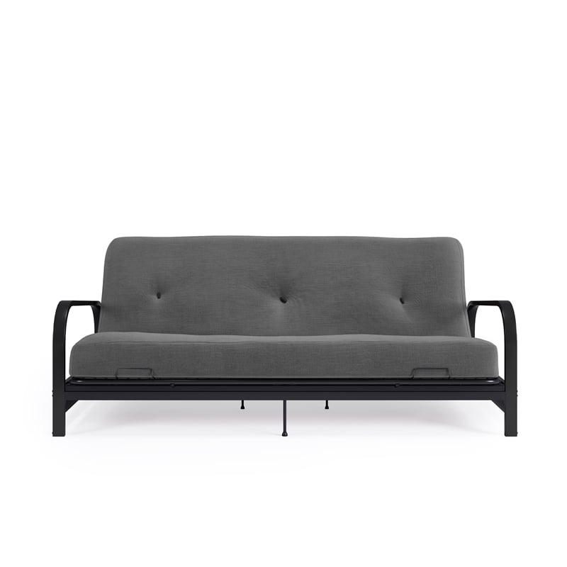 DHP Brax Black Metal Arm Full Size Futon Frame with 6