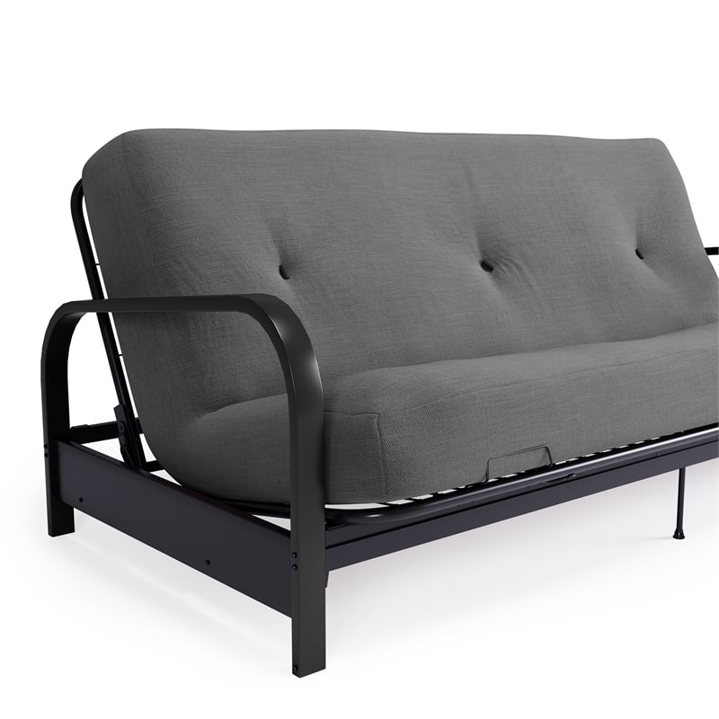 DHP Brax Black Metal Arm Full Size Futon Frame with 6