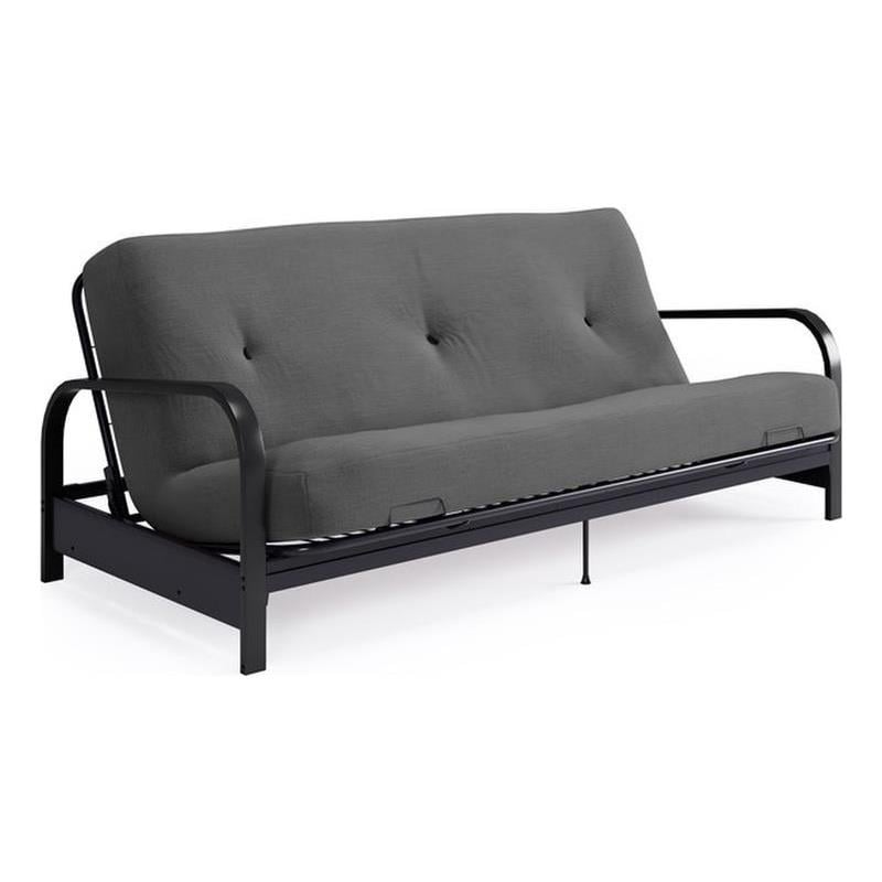 DHP Brax Black Metal Arm Full Size Futon Frame with 6