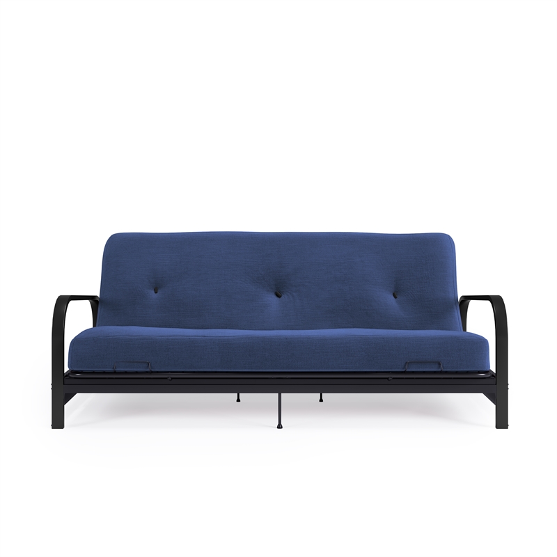 DHP Brax Black Metal Arm Full Size Futon Frame with 6