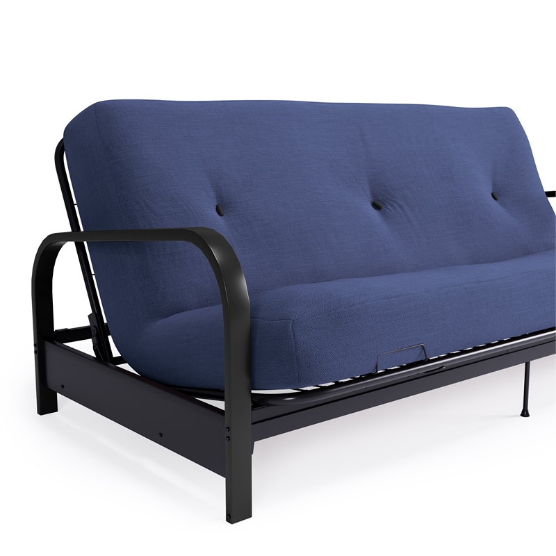 DHP Brax Black Metal Arm Full Size Futon Frame with 6