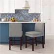 DHP Kent Upholstered Dining Stool Gray Linen with Dark Base