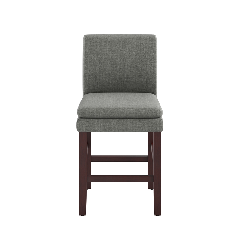 DHP Kent Upholstered Dining Stool Gray Linen with Dark Base