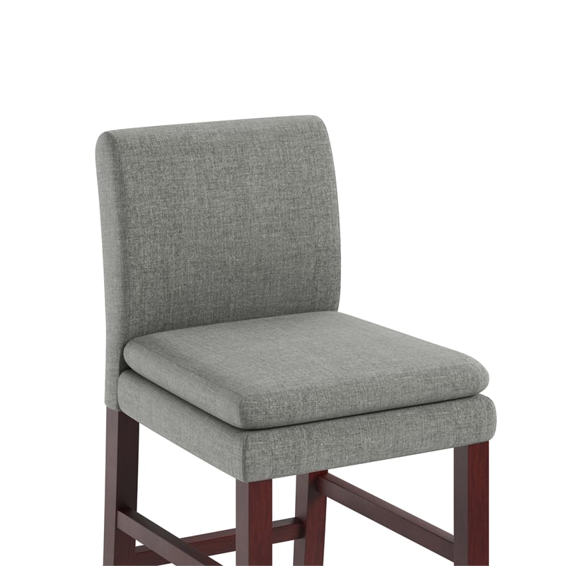 DHP Kent Upholstered Dining Stool Gray Linen with Dark Base