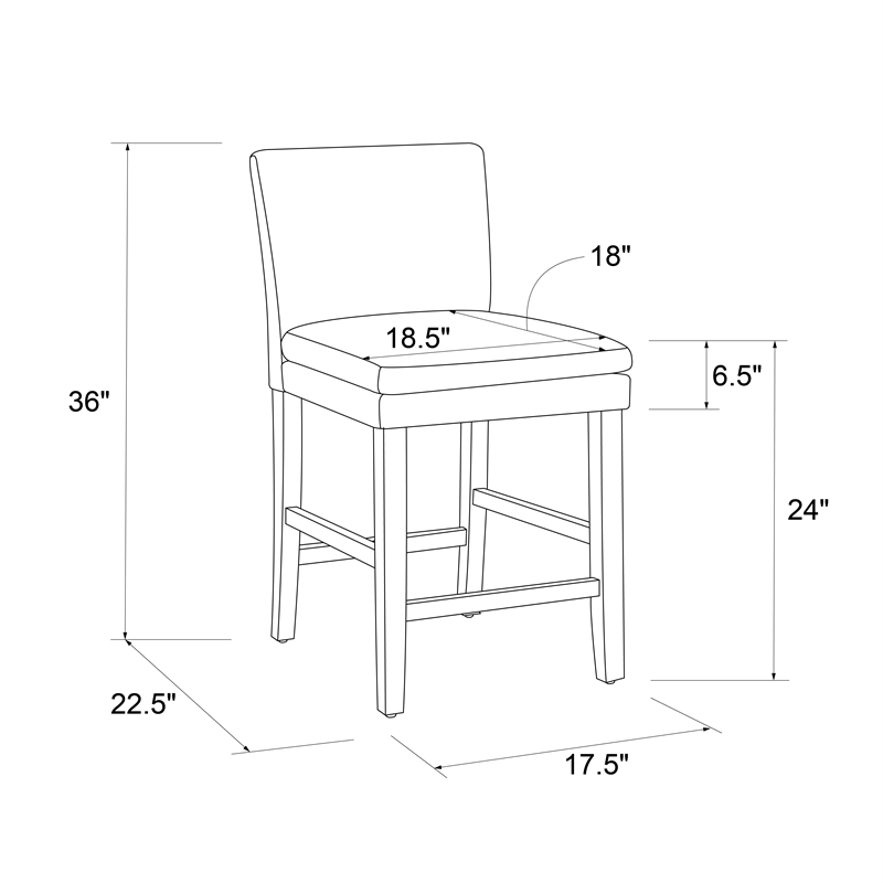 DHP Kent Upholstered Dining Stool Gray Linen with Dark Base