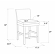 DHP Kent Upholstered Dining Stool Gray Linen with Dark Base