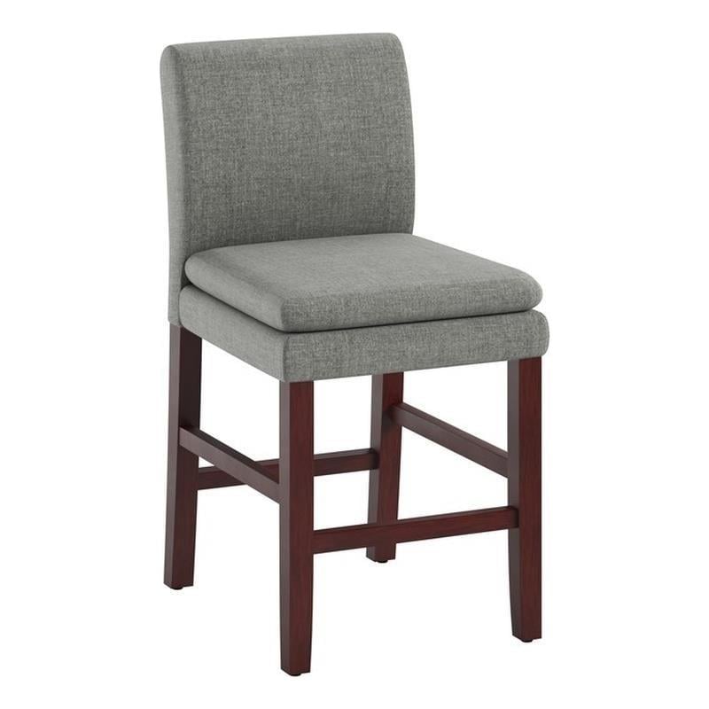 DHP Kent Upholstered Dining Stool Gray Linen with Dark Base