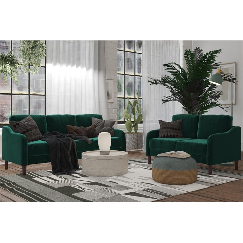 DHP Henson 3-Seater Sofa in Green Velvet