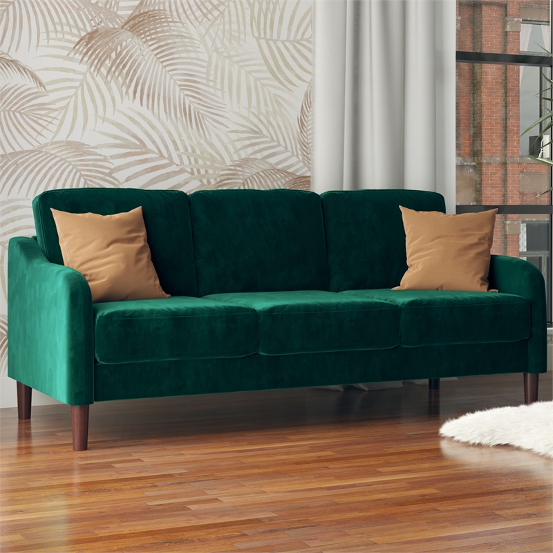 DHP Henson 3-Seater Sofa in Green Velvet