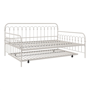 novogratz bright pop full metal daybed with twin trundle bed in off white