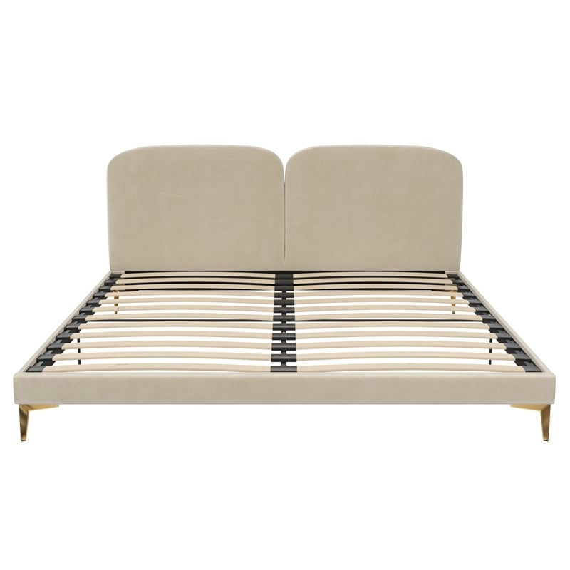 CosmoLiving by Cosmopolitan Coco Upholstered Bed in King in Ivory Velvet