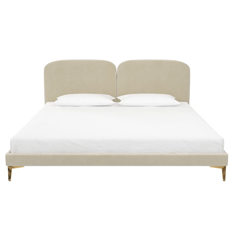 CosmoLiving by Cosmopolitan Coco Upholstered Bed in King in Ivory Velvet