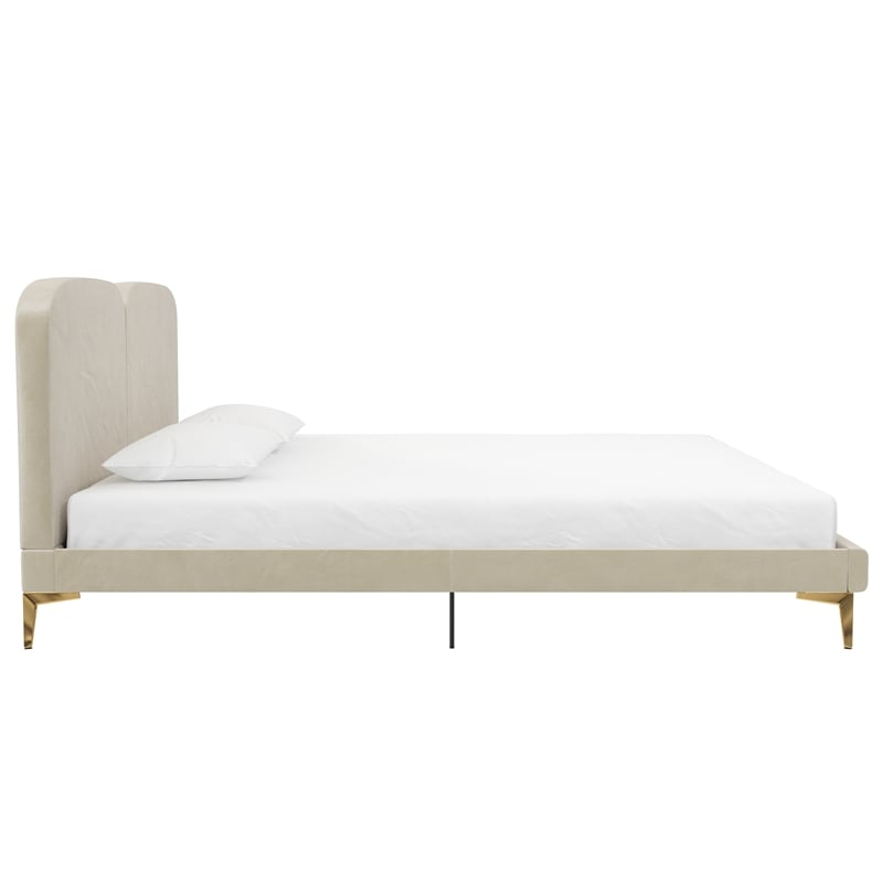 CosmoLiving by Cosmopolitan Coco Upholstered Bed in King in Ivory Velvet