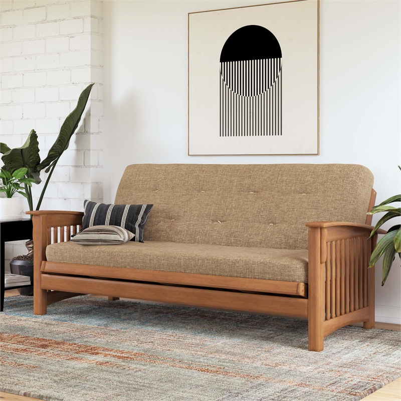Trule 6-Inch Bonnell Coil Futon Mattress Linen in Full in Tan