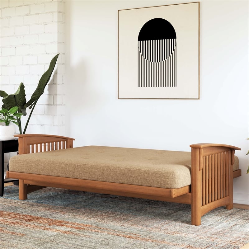 Trule 6-Inch Bonnell Coil Futon Mattress Linen in Full in Tan