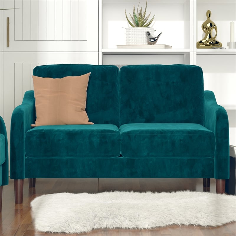 DHP Henson 2-Seater Loveseat Sofa in Green Velvet