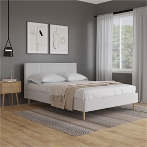 DHP Andrea Tufted Upholstered Queen Platform Bed in Gray Linen