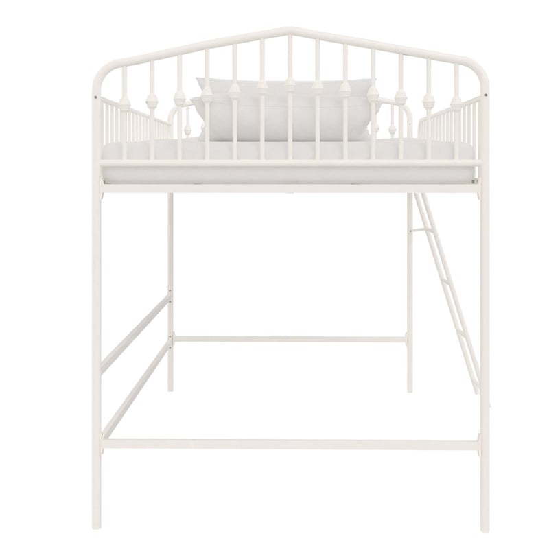 Novogratz Bushwick Metal Full Loft Bed in Off White