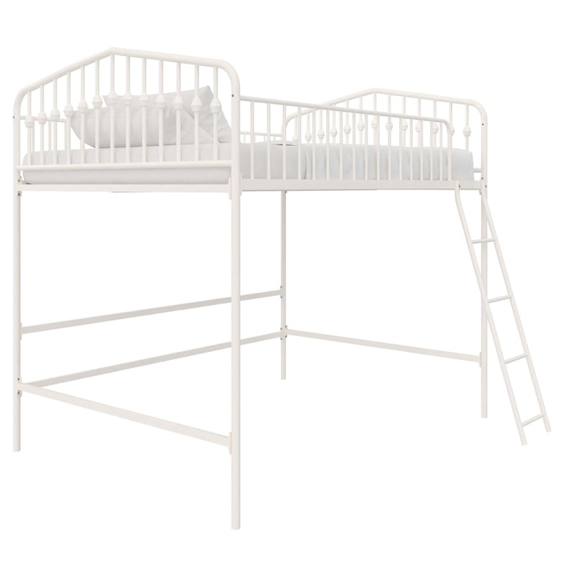 Novogratz Bushwick Metal Full Loft Bed in Off White