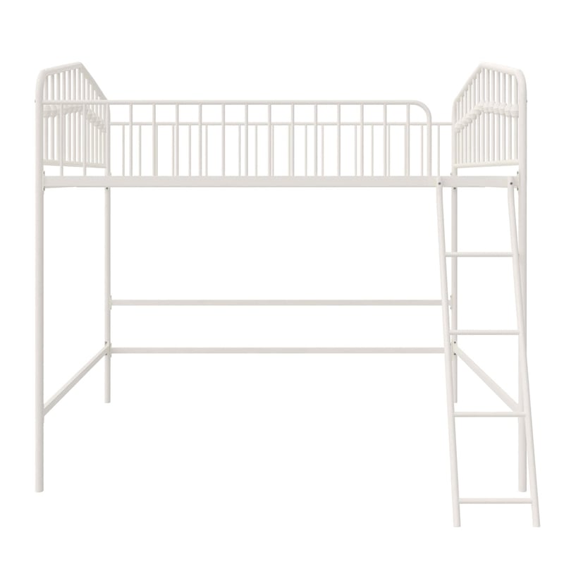 Novogratz Bushwick Metal Full Loft Bed in Off White