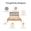 DHP Dacin Wood Queen Size Bed Frame with Upholstered Headboard in Beige Linen