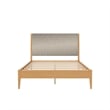 DHP Dacin Wood Queen Size Bed Frame with Upholstered Headboard in Beige Linen