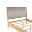 DHP Dacin Wood Queen Size Bed Frame with Upholstered Headboard in Beige Linen