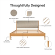 DHP Dacin Wood King Size Bed Frame with Upholstered Headboard in Beige Linen