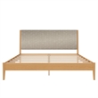 DHP Dacin Wood King Size Bed Frame with Upholstered Headboard in Beige Linen