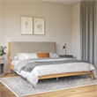 DHP Dacin Wood King Size Bed Frame with Upholstered Headboard in Beige Linen