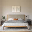 DHP Dacin Wood King Size Bed Frame with Upholstered Headboard in Beige Linen