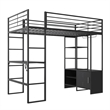 DHP Lanis Metal Storage Twin Loft Bed with Desk in Black