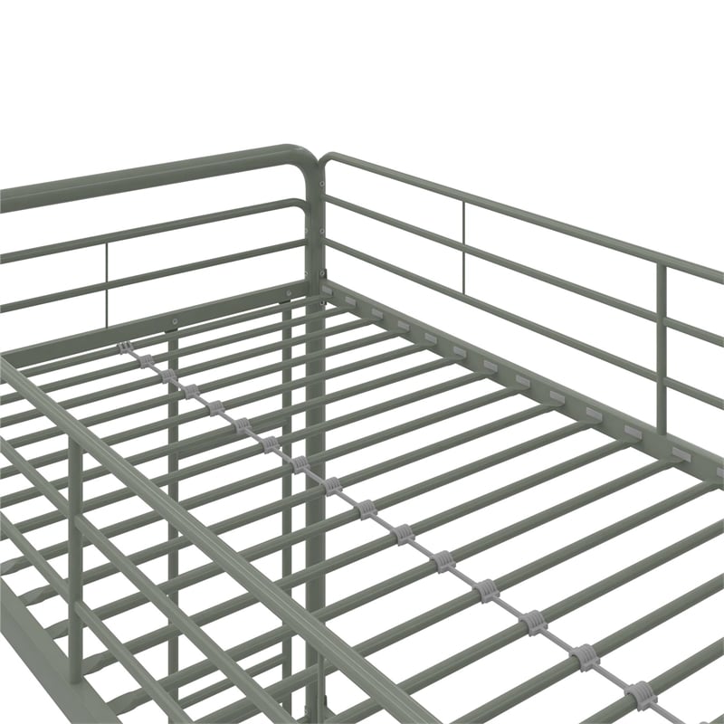 DHP Dusty Twin over Full Metal Bunk Bed with Secured Ladders in Thyme Green