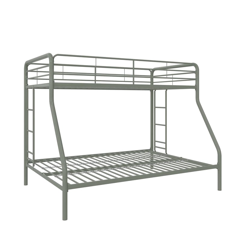 DHP Dusty Twin over Full Metal Bunk Bed with Secured Ladders in Thyme Green