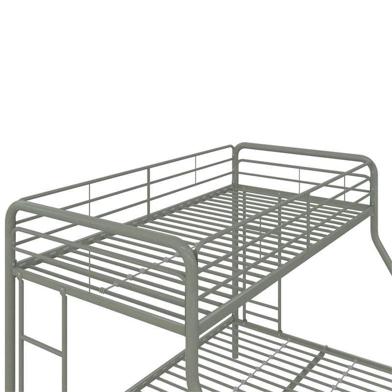 DHP Dusty Twin over Full Metal Bunk Bed with Secured Ladders in Thyme Green