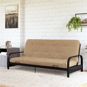 Signature Sleep Braga 6&quot Full Size Polyester Linen Coil Futon Mattress in Tan