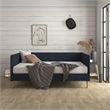 DHP Franklin Mid Century Full Size Upholstered Daybed in Navy Linen