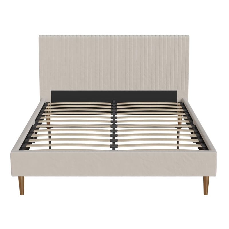 Mr. Kate Daphne Full Upholstered Platform Bed with Headboard in Dark Gray Linen
