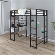 DHP Alana Twin Metal Loft Bed with Desk in Black