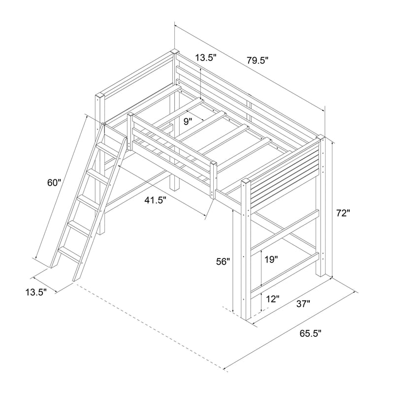 DHP Moon Bay Loft Bed in White