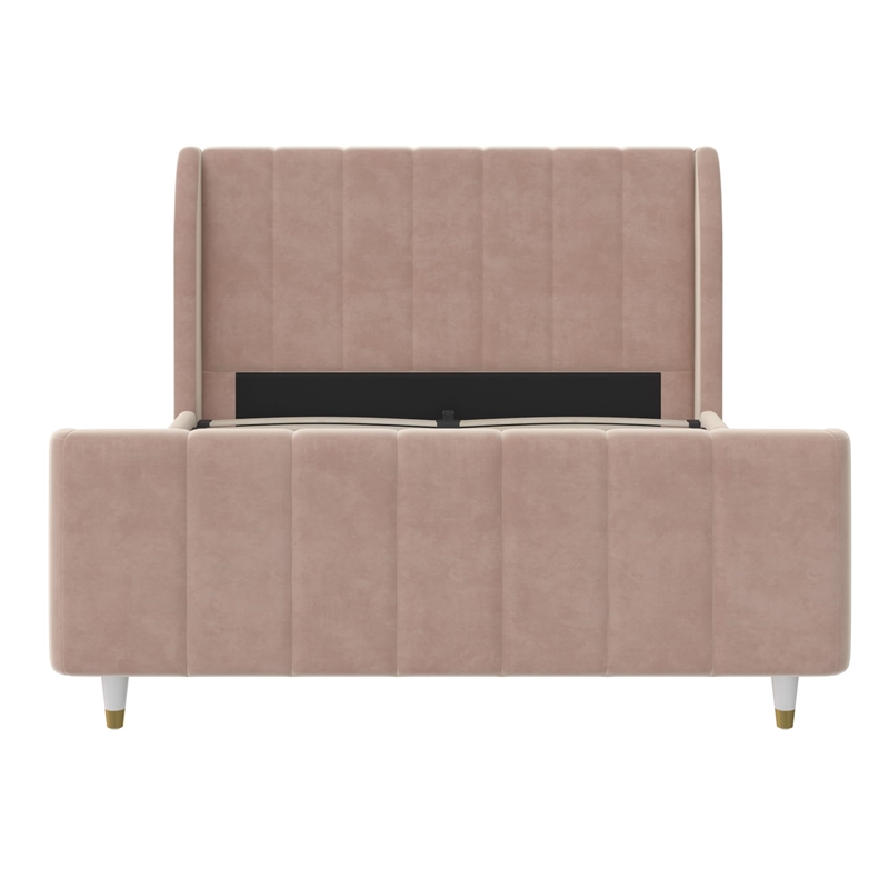 Little Seeds Valentina Full Upholstered Bed in Pink Velvet