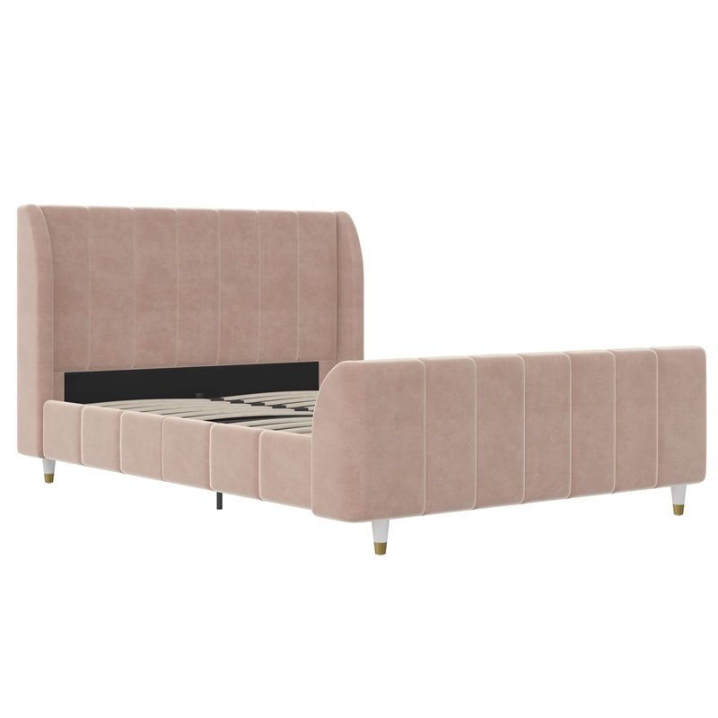Little Seeds Valentina Full Upholstered Bed in Pink Velvet