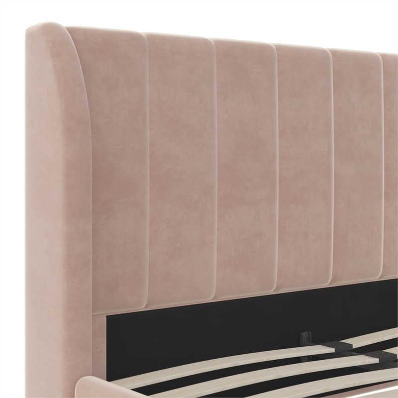 Little Seeds Valentina Full Upholstered Bed in Pink Velvet
